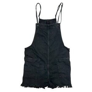 Aerie Black‎ Shortalls Overalls Women's L Fringe Hem Boho Festival Preppy